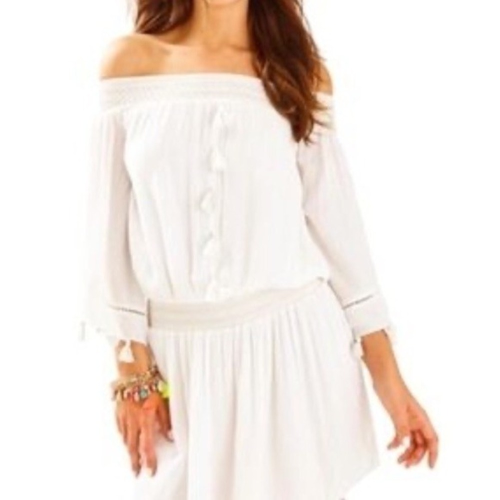 Lilly Pulitzer Joelle Off Shoulder Gauze Dress Resort‎ White Size XS